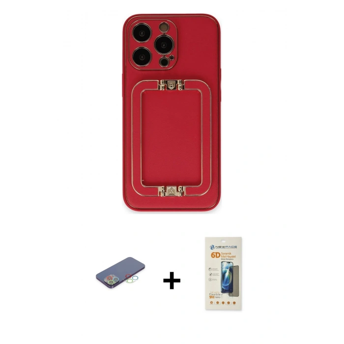 MARSİLYAN™- iPhone 13 Pro Max Kılıf Kozmos Minimal Prime - Siyah 6D Mat Seramik Hayalet Nano Ekran Koruyucu + Renkli Kamera Lens Koruma Cam - MI