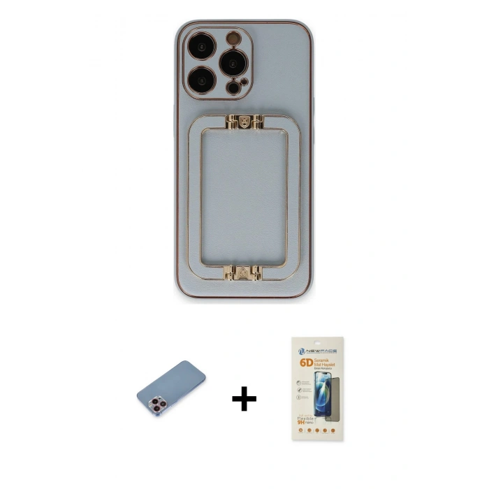 MARSİLYAN™- iPhone 13 Pro Max Kılıf Kozmos Minimal Prime - Siyah 6D Mat Seramik Hayalet Nano Ekran Koruyucu + Shine Kamera Lens Koruma Cam - PE