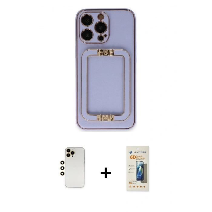 MARSİLYAN™- iPhone 13 Pro Max Kılıf Kozmos Minimal Prime - Siyah 6D Mat Seramik Hayalet Nano Ekran Koruyucu + Shine Kamera Lens - GD