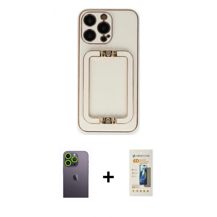 MARSİLYAN™- iPhone 13 Pro Max Kılıf Kozmos Minimal Prime - Siyah 6D Mat Seramik Hayalet Nano Ekran Koruyucu + Neon Fosforlu Kamera Lens - YL