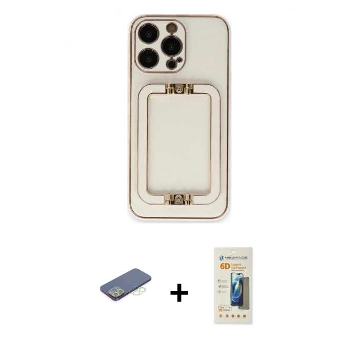 MARSİLYAN™- iPhone 13 Pro Max Kılıf Kozmos Minimal Prime - Siyah 6D Mat Seramik Hayalet Nano Ekran Koruyucu + Renkli Kamera Lens Koruma Cam - YL