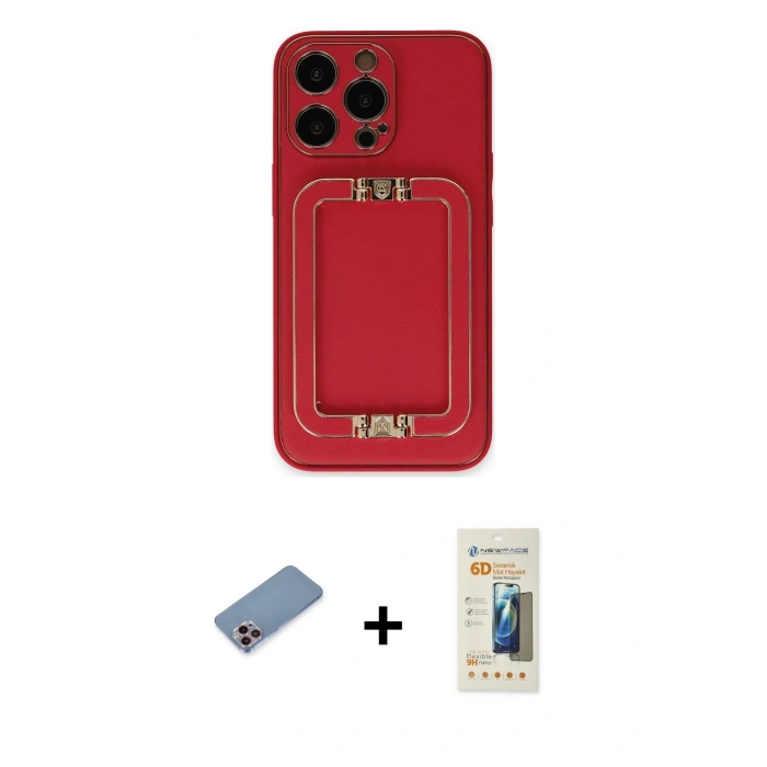 MARSİLYAN™- iPhone 13 Pro Max Kılıf Kozmos Minimal Prime - Siyah 6D Mat Seramik Hayalet Nano Ekran Koruyucu + Shine Kamera Lens Koruma Cam - PE