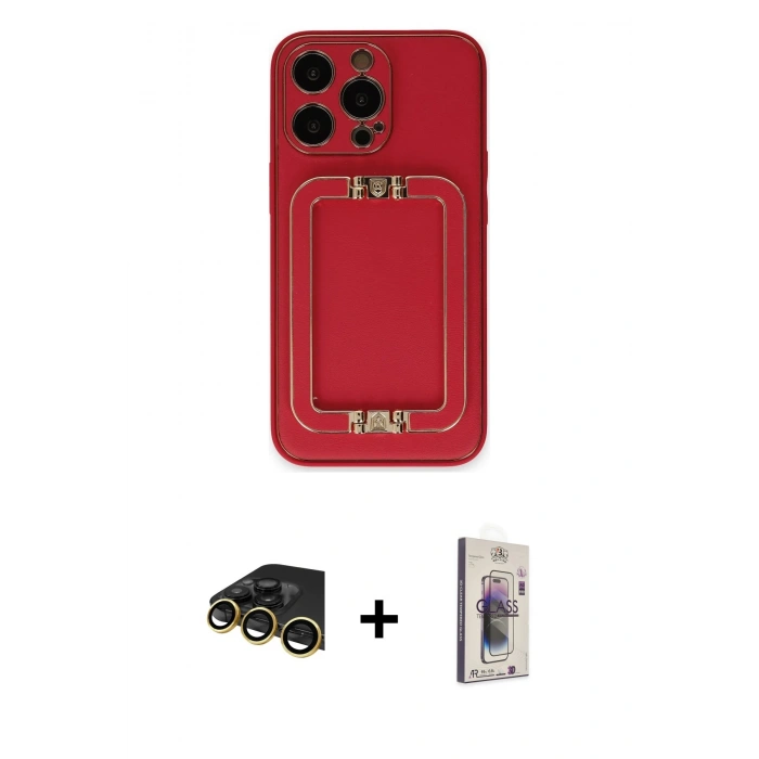 MARSİLYAN™- iPhone 13 Pro Max Kılıf Kozmos Minimal Prime - Siyah Bilvis 3D Cam Ekran Koruyucu + Raze Metal Kamera Lens - GD