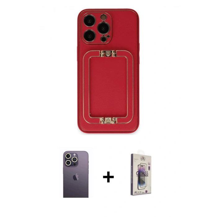 MARSİLYAN™- iPhone 13 Pro Max Kılıf Kozmos Minimal Prime - Siyah Bilvis 3D Cam Ekran Koruyucu + Neon Fosforlu Kamera Lens - BZ