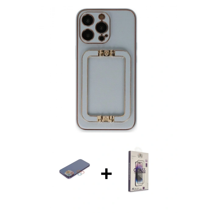 MARSİLYAN™- iPhone 13 Pro Max Kılıf Kozmos Minimal Prime - Siyah Bilvis 3D Cam Ekran Koruyucu + Renkli Kamera Lens Koruma Cam - PE