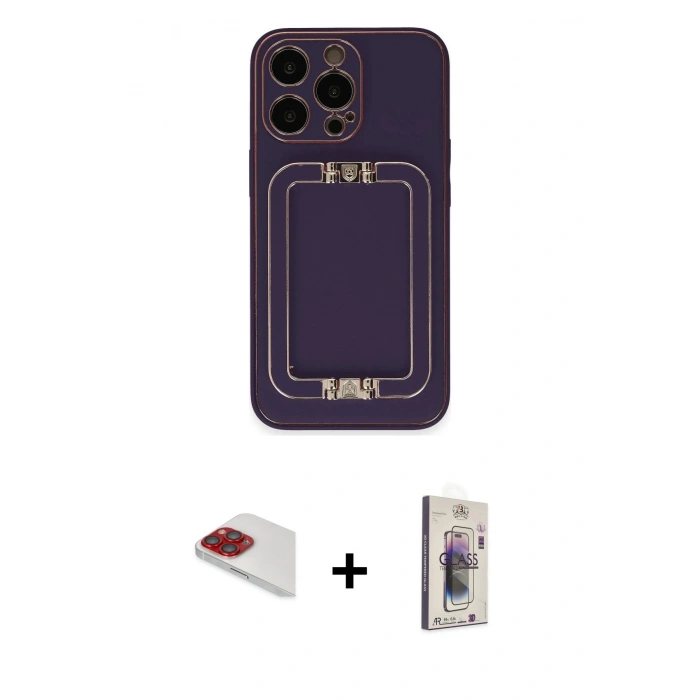 MARSİLYAN™- iPhone 13 Pro Max Kılıf Kozmos Minimal Prime - Siyah Bilvis 3D Cam Ekran Koruyucu + Pers Alüminyum Kamera Lens - KI
