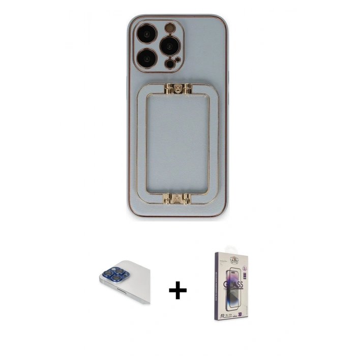 MARSİLYAN™- iPhone 13 Pro Max Kılıf Kozmos Minimal Prime - Siyah Bilvis 3D Cam Ekran Koruyucu + Pers Alüminyum Kamera Lens - LT