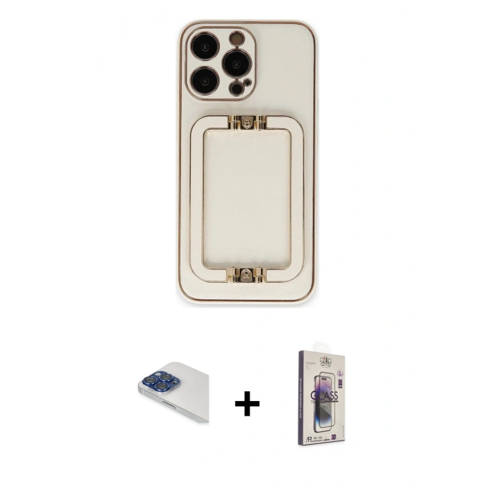 MARSİLYAN™- iPhone 13 Pro Max Kılıf Kozmos Minimal Prime - Siyah Bilvis 3D Cam Ekran Koruyucu + Pers Alüminyum Kamera Lens - LT