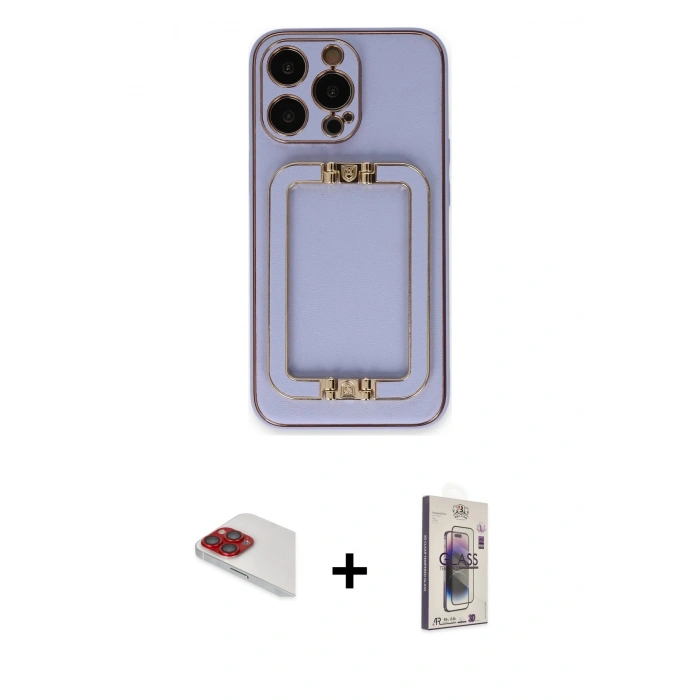 MARSİLYAN™- iPhone 13 Pro Max Kılıf Kozmos Minimal Prime - Siyah Bilvis 3D Cam Ekran Koruyucu + Pers Alüminyum Kamera Lens - KI