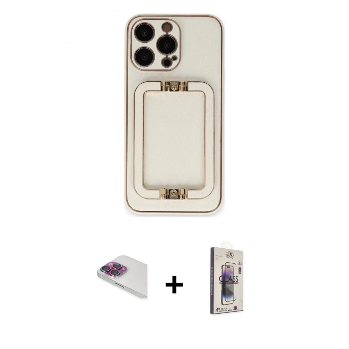 MARSİLYAN™- iPhone 13 Pro Max Kılıf Kozmos Minimal Prime - Siyah Bilvis 3D Cam Ekran Koruyucu + Pers Alüminyum Kamera Lens - GI