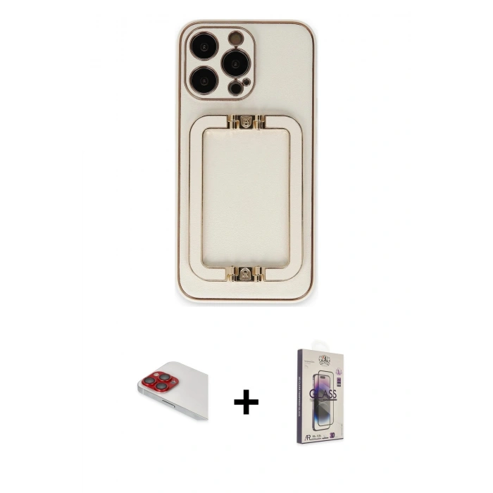 MARSİLYAN™- iPhone 13 Pro Max Kılıf Kozmos Minimal Prime - Siyah Bilvis 3D Cam Ekran Koruyucu + Pers Alüminyum Kamera Lens - KI