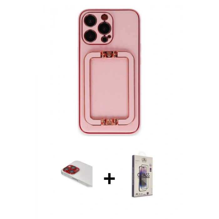 MARSİLYAN™- iPhone 13 Pro Max Kılıf Kozmos Minimal Prime - Siyah Bilvis 3D Cam Ekran Koruyucu + Pers Alüminyum Kamera Lens - KI
