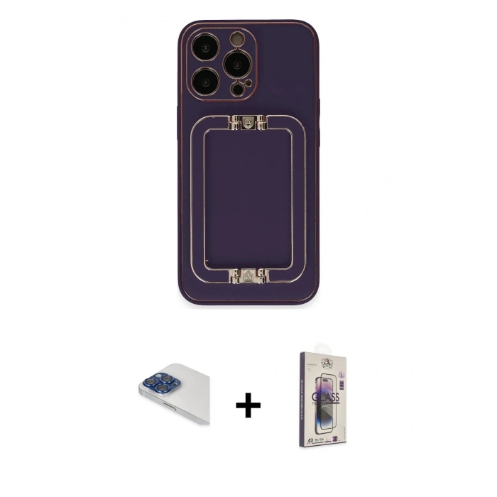 MARSİLYAN™- iPhone 13 Pro Max Kılıf Kozmos Minimal Prime - Siyah Bilvis 3D Cam Ekran Koruyucu + Pers Alüminyum Kamera Lens - LT