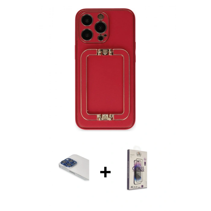 MARSİLYAN™- iPhone 13 Pro Max Kılıf Kozmos Minimal Prime - Siyah Bilvis 3D Cam Ekran Koruyucu + Pers Alüminyum Kamera Lens - LT