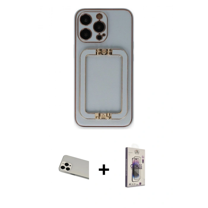 MARSİLYAN™- iPhone 13 Pro Max Kılıf Kozmos Minimal Prime - Siyah Bilvis 3D Cam Ekran Koruyucu + Rainbow Kamera Lens Koruma Cam - BZ