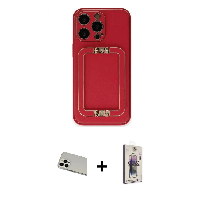 MARSİLYAN™- iPhone 13 Pro Max Kılıf Kozmos Minimal Prime - Siyah Bilvis 3D Cam Ekran Koruyucu + Rainbow Kamera Lens Koruma Cam - BZ