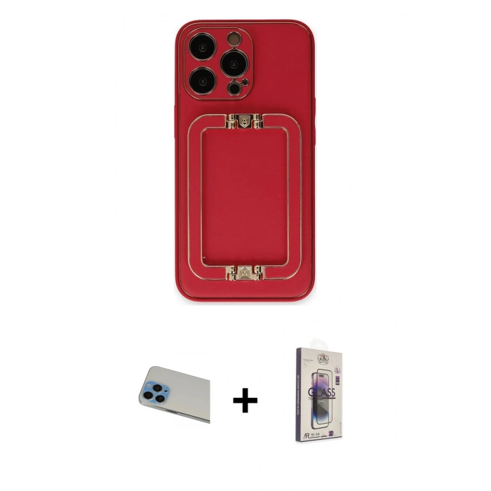 MARSİLYAN™- iPhone 13 Pro Max Kılıf Kozmos Minimal Prime - Siyah Bilvis 3D Cam Ekran Koruyucu + Rainbow Kamera Lens Koruma Cam - MI