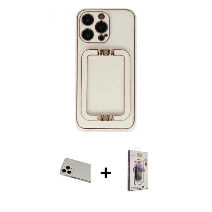 MARSİLYAN™- iPhone 13 Pro Max Kılıf Kozmos Minimal Prime - Siyah Bilvis 3D Cam Ekran Koruyucu + Rainbow Kamera Lens Koruma Cam - REGD
