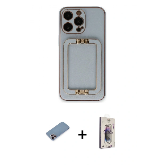 MARSİLYAN™- iPhone 13 Pro Max Kılıf Kozmos Minimal Prime - Siyah Bilvis 3D Cam Ekran Koruyucu + Shine Kamera Lens Koruma Cam - PE