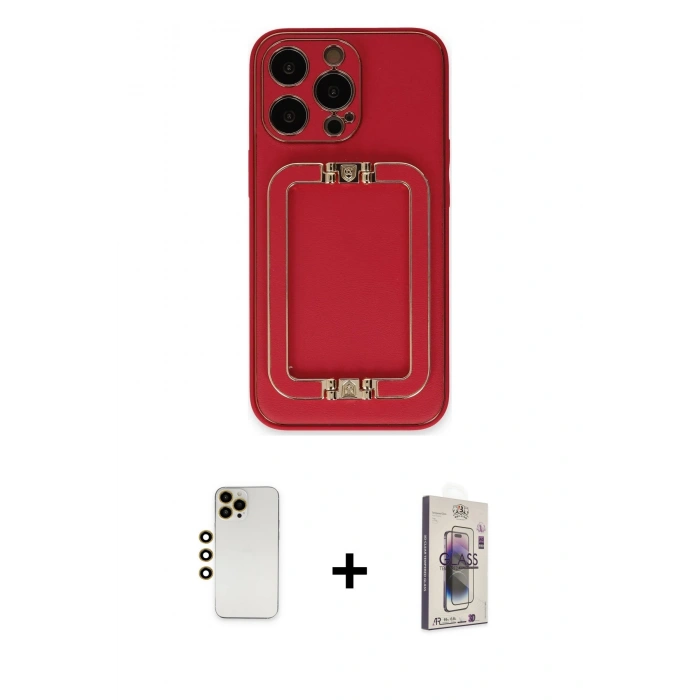 MARSİLYAN™- iPhone 13 Pro Max Kılıf Kozmos Minimal Prime - Siyah Bilvis 3D Cam Ekran Koruyucu + Shine Kamera Lens - GD