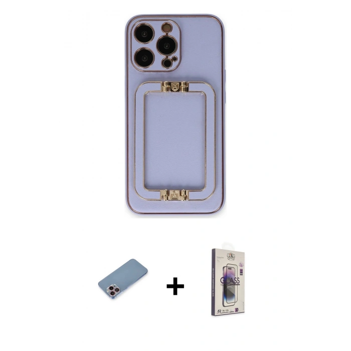 MARSİLYAN™- iPhone 13 Pro Max Kılıf Kozmos Minimal Prime - Siyah Bilvis 3D Cam Ekran Koruyucu + Shine Kamera Lens Koruma Cam - PE