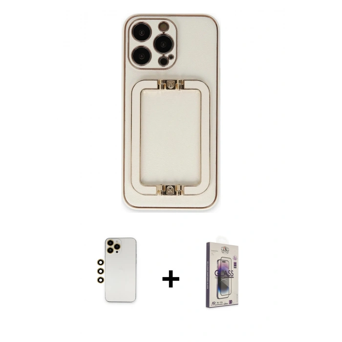 MARSİLYAN™- iPhone 13 Pro Max Kılıf Kozmos Minimal Prime - Siyah Bilvis 3D Cam Ekran Koruyucu + Shine Kamera Lens - GD