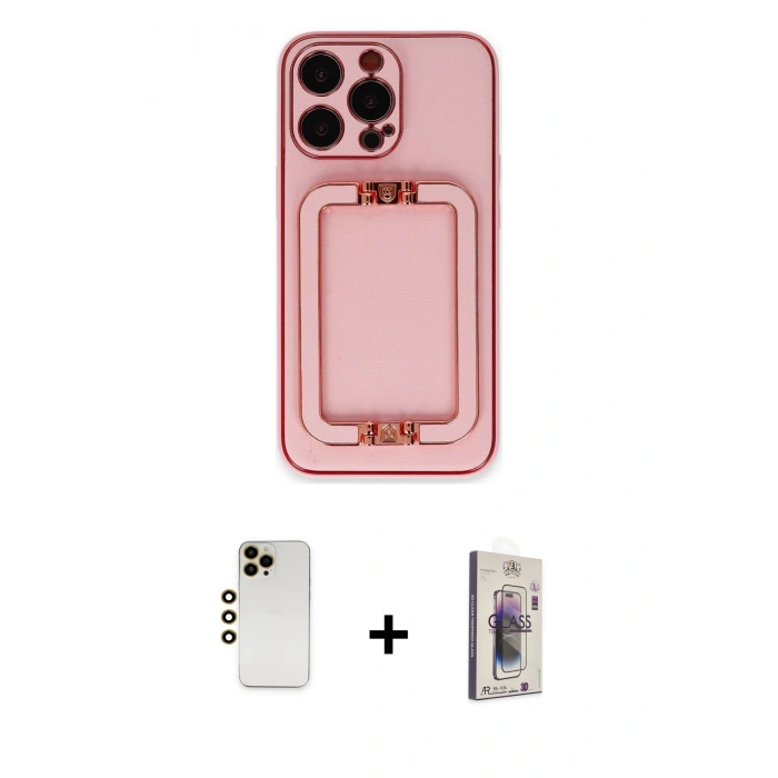 MARSİLYAN™- iPhone 13 Pro Max Kılıf Kozmos Minimal Prime - Siyah Bilvis 3D Cam Ekran Koruyucu + Shine Kamera Lens - GD