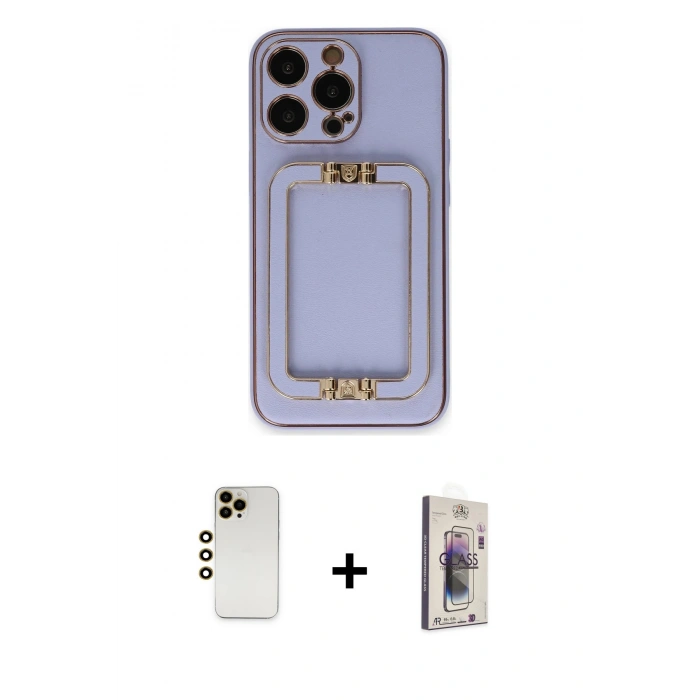 MARSİLYAN™- iPhone 13 Pro Max Kılıf Kozmos Minimal Prime - Siyah Bilvis 3D Cam Ekran Koruyucu + Shine Kamera Lens - GD