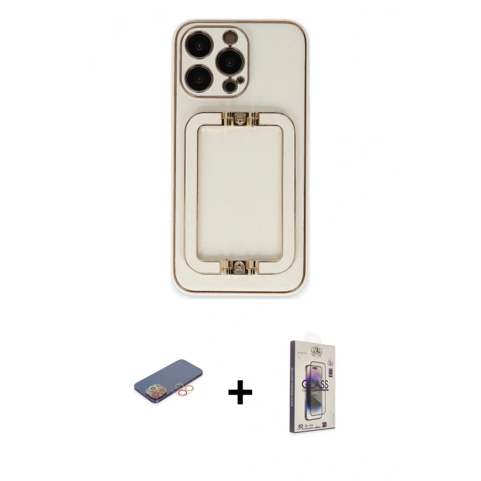 MARSİLYAN™- iPhone 13 Pro Max Kılıf Kozmos Minimal Prime - Siyah Bilvis 3D Cam Ekran Koruyucu + Renkli Kamera Lens Koruma Cam - TU