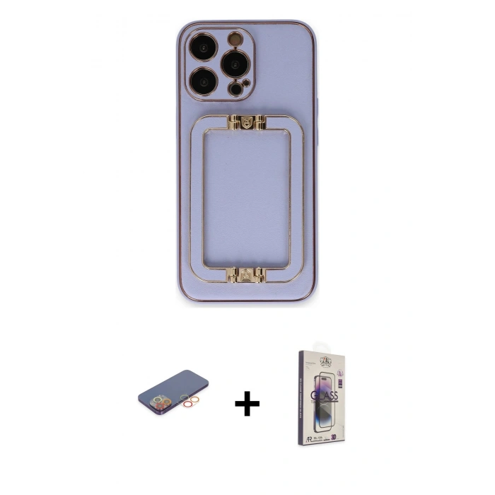 MARSİLYAN™- iPhone 13 Pro Max Kılıf Kozmos Minimal Prime - Siyah Bilvis 3D Cam Ekran Koruyucu + Renkli Kamera Lens Koruma Cam - TU