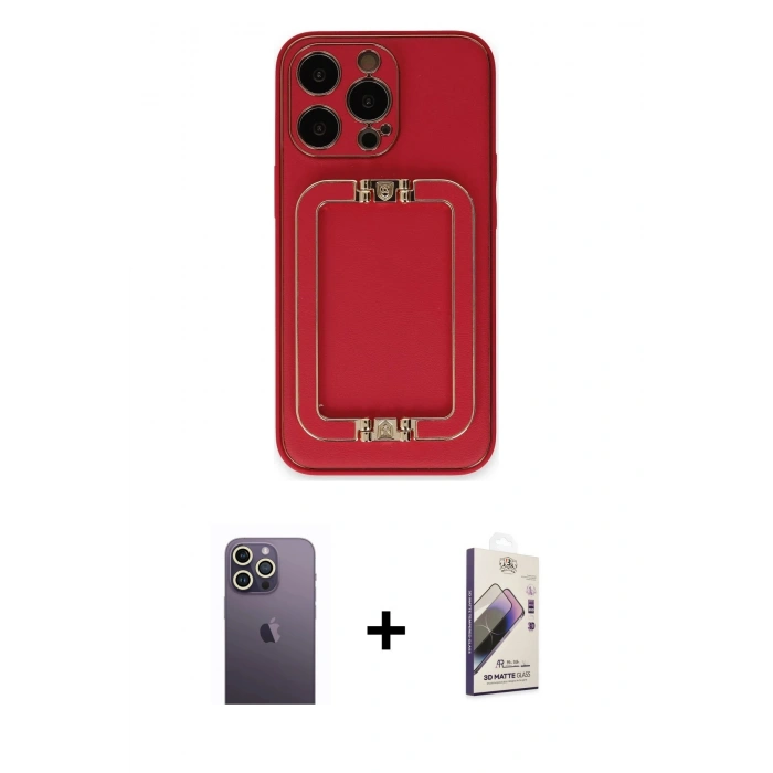 MARSİLYAN™- iPhone 13 Pro Max Kılıf Kozmos Minimal Prime - Siyah Bilvis 3D Mat Cam Ekran Koruyucu + Neon Fosforlu Kamera Lens - BZ