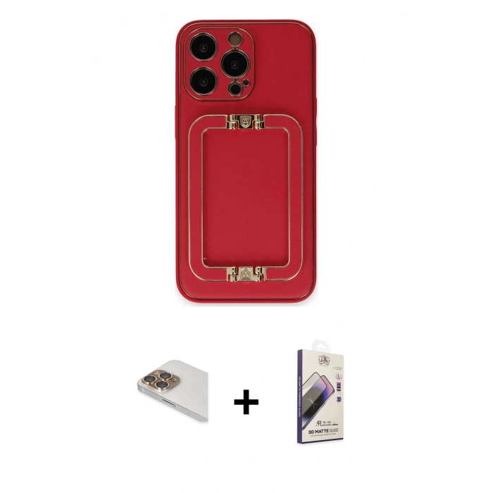 MARSİLYAN™- iPhone 13 Pro Max Kılıf Kozmos Minimal Prime - Siyah Bilvis 3D Mat Cam Ekran Koruyucu + Pers Alüminyum Kamera Lens - GD