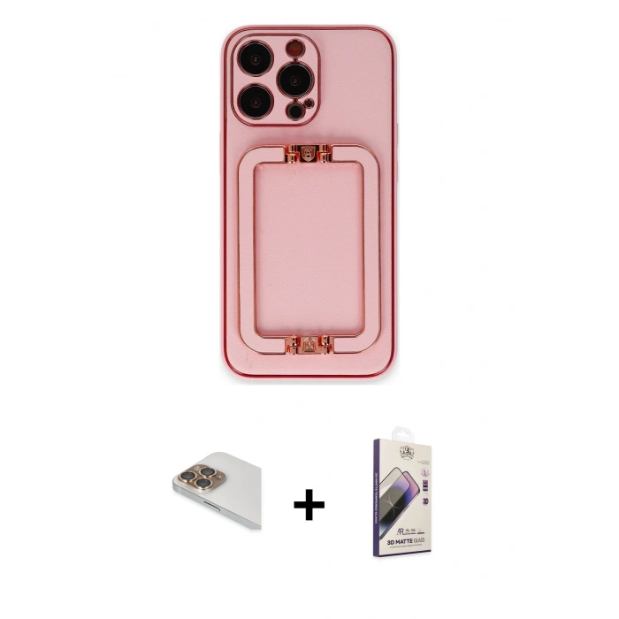 MARSİLYAN™- iPhone 13 Pro Max Kılıf Kozmos Minimal Prime - Siyah Bilvis 3D Mat Cam Ekran Koruyucu + Pers Alüminyum Kamera Lens - GD