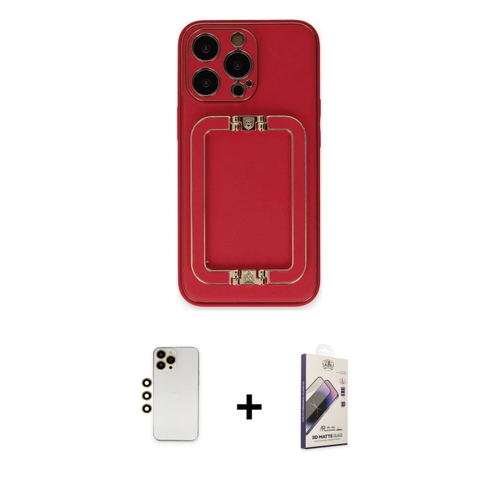 MARSİLYAN™- iPhone 13 Pro Max Kılıf Kozmos Minimal Prime - Siyah Bilvis 3D Mat Cam Ekran Koruyucu + Shine Kamera Lens - GD