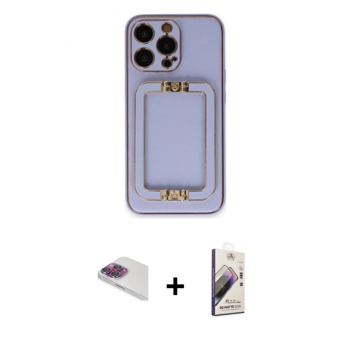 MARSİLYAN™- iPhone 13 Pro Max Kılıf Kozmos Minimal Prime - Siyah Bilvis 3D Mat Cam Ekran Koruyucu + Pers Alüminyum Kamera Lens - GI