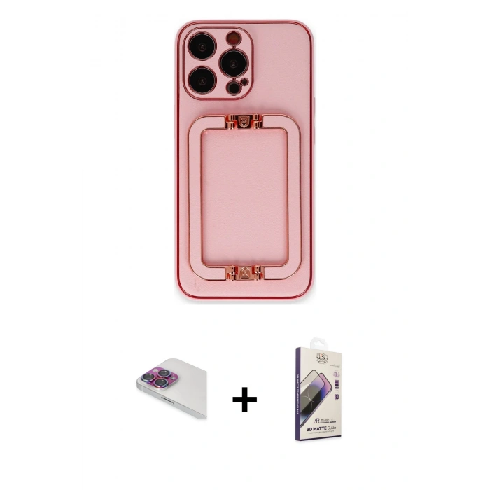 MARSİLYAN™- iPhone 13 Pro Max Kılıf Kozmos Minimal Prime - Siyah Bilvis 3D Mat Cam Ekran Koruyucu + Pers Alüminyum Kamera Lens - GI