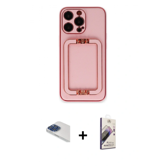 MARSİLYAN™- iPhone 13 Pro Max Kılıf Kozmos Minimal Prime - Siyah Bilvis 3D Mat Cam Ekran Koruyucu + Pers Alüminyum Kamera Lens - LT