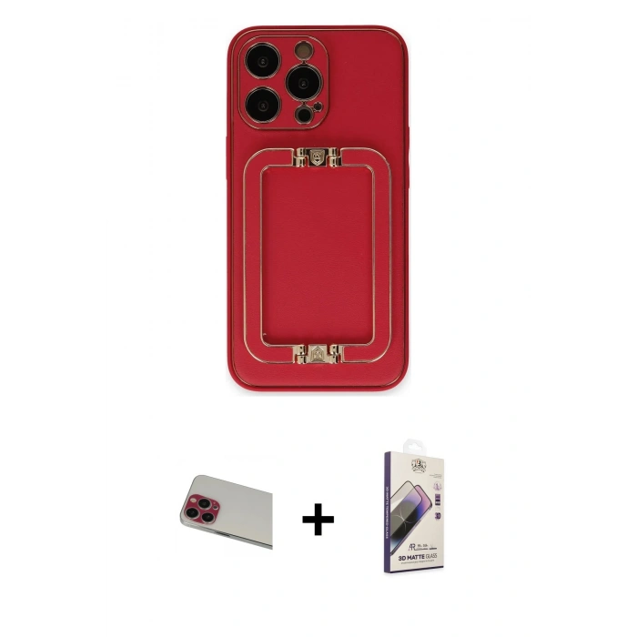 MARSİLYAN™- iPhone 13 Pro Max Kılıf Kozmos Minimal Prime - Siyah Bilvis 3D Mat Cam Ekran Koruyucu + Rainbow Kamera Lens Koruma Cam - KI