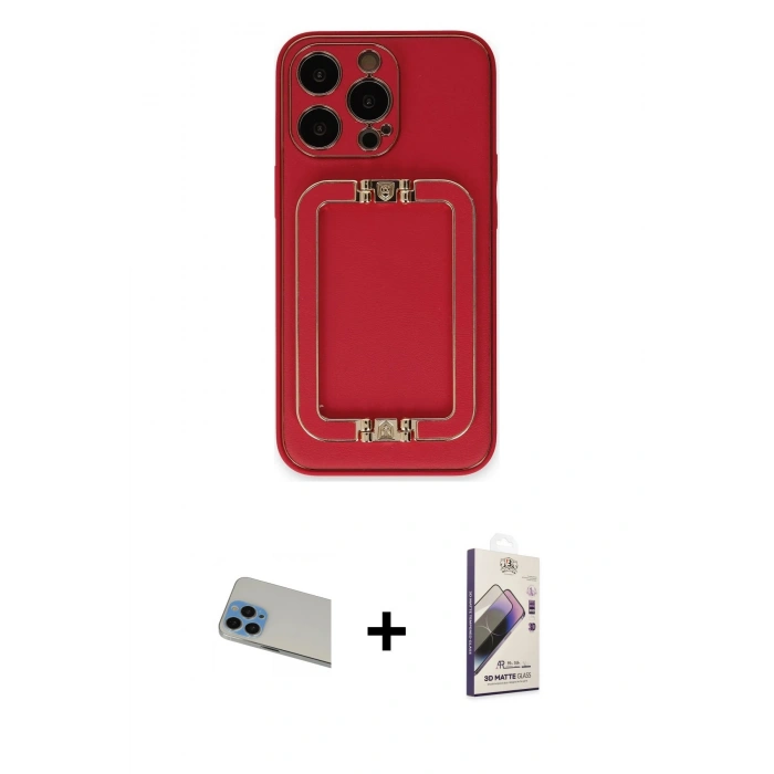 MARSİLYAN™- iPhone 13 Pro Max Kılıf Kozmos Minimal Prime - Siyah Bilvis 3D Mat Cam Ekran Koruyucu + Rainbow Kamera Lens Koruma Cam - MI