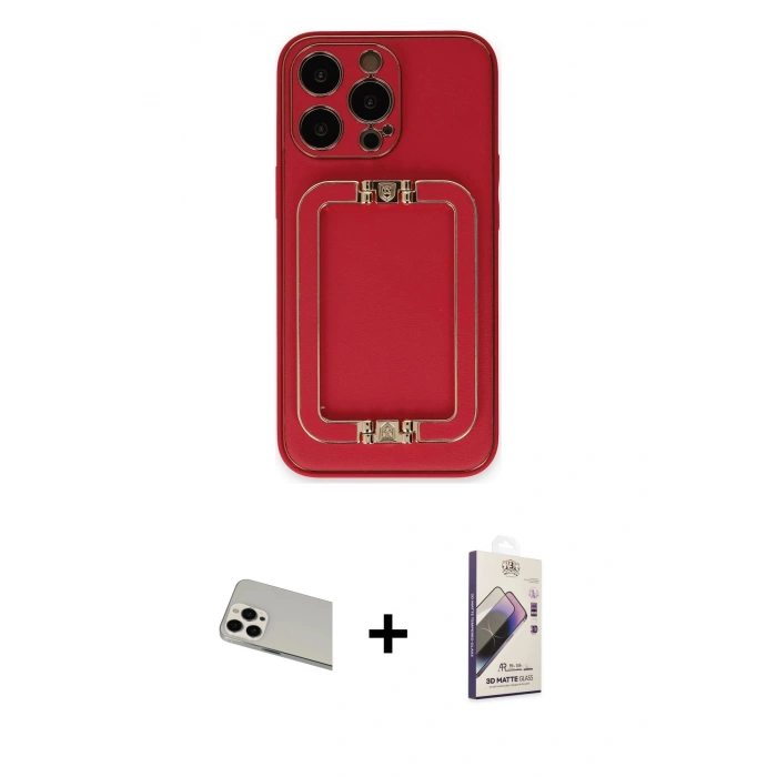 MARSİLYAN™- iPhone 13 Pro Max Kılıf Kozmos Minimal Prime - Siyah Bilvis 3D Mat Cam Ekran Koruyucu + Rainbow Kamera Lens Koruma Cam - BZ