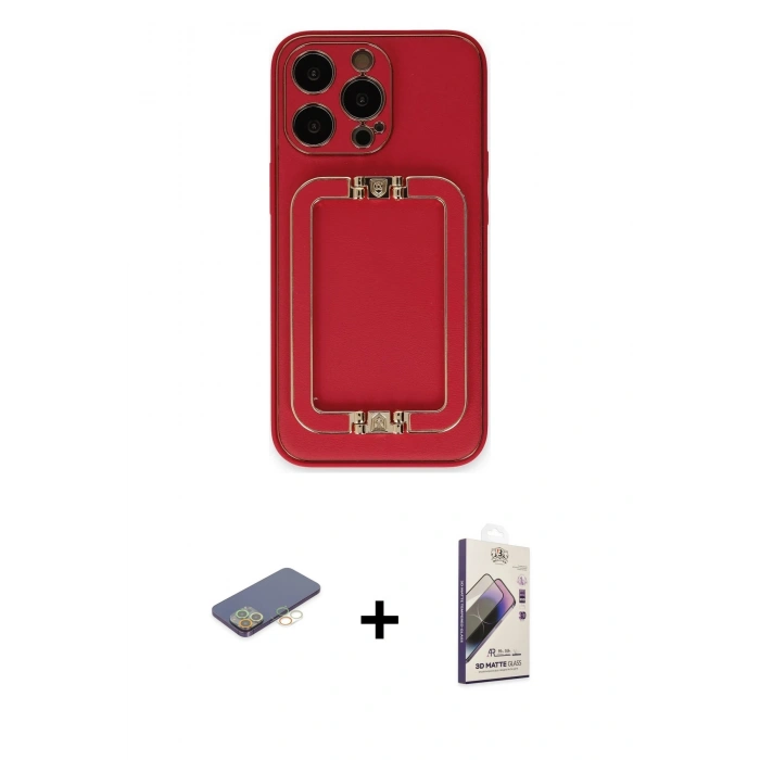 MARSİLYAN™- iPhone 13 Pro Max Kılıf Kozmos Minimal Prime - Siyah Bilvis 3D Mat Cam Ekran Koruyucu + Renkli Kamera Lens Koruma Cam - SI