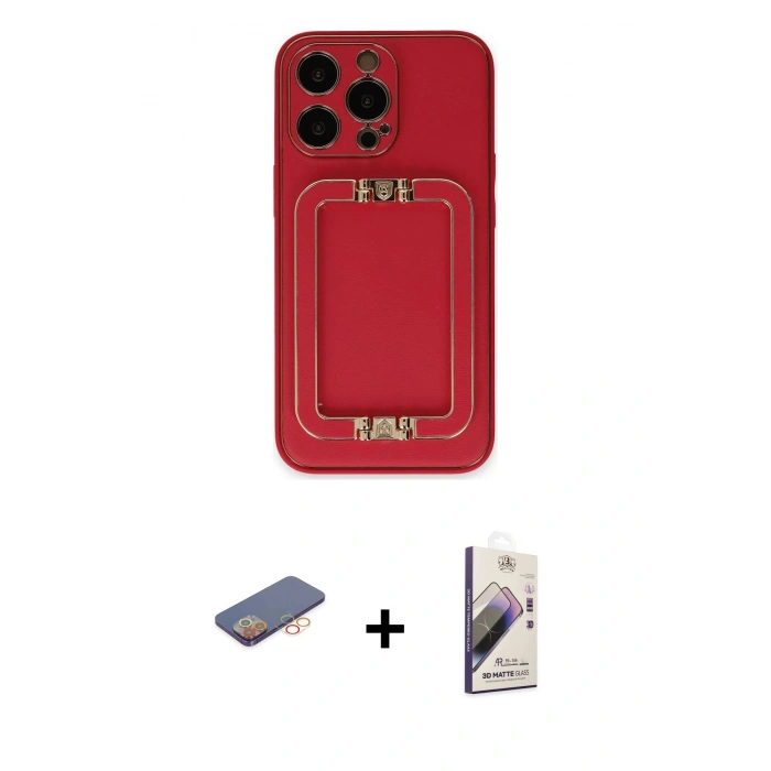 MARSİLYAN™- iPhone 13 Pro Max Kılıf Kozmos Minimal Prime - Siyah Bilvis 3D Mat Cam Ekran Koruyucu + Renkli Kamera Lens Koruma Cam - TU
