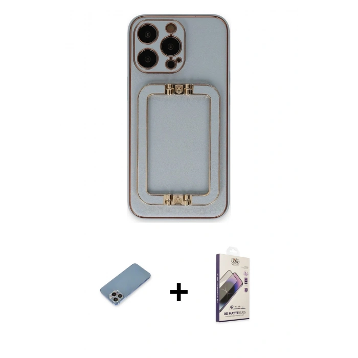 MARSİLYAN™- iPhone 13 Pro Max Kılıf Kozmos Minimal Prime - Siyah Bilvis 3D Mat Cam Ekran Koruyucu + Shine Kamera Lens Koruma Cam - GI