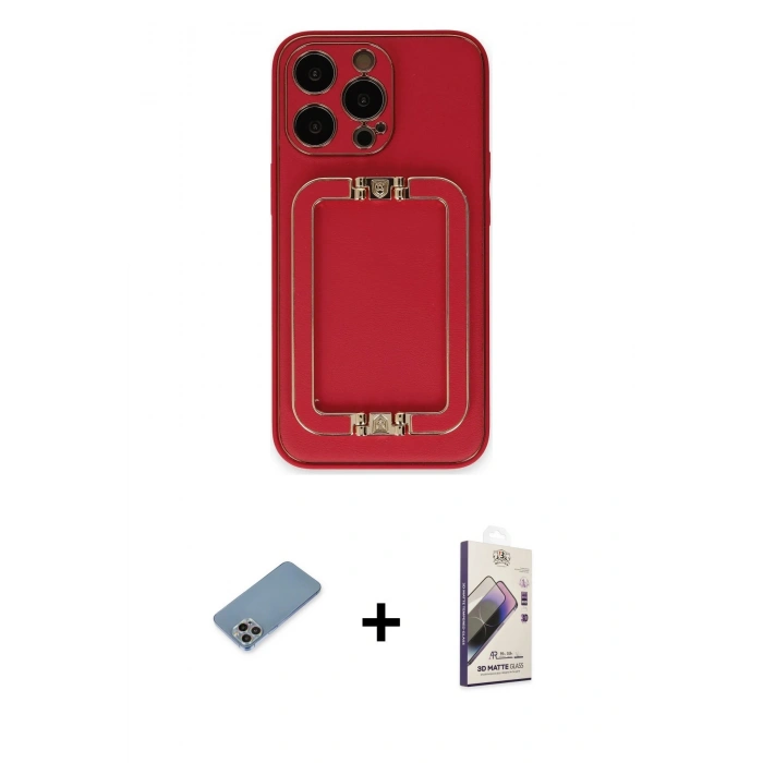 MARSİLYAN™- iPhone 13 Pro Max Kılıf Kozmos Minimal Prime - Siyah Bilvis 3D Mat Cam Ekran Koruyucu + Shine Kamera Lens Koruma Cam - GI