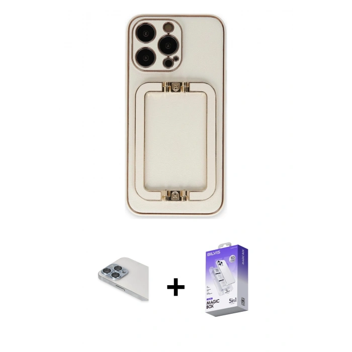 MARSİLYAN™- iPhone 13 Pro Max Kılıf Kozmos Minimal Prime - Siyah Bilvis 5in1 3D Magic Cam Ekran Koruyucu + Sierra Blue Pers Alüminyum Kamera Lens