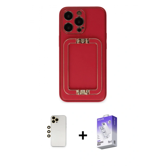 MARSİLYAN™- iPhone 13 Pro Max Kılıf Kozmos Minimal Prime - Siyah Bilvis 5in1 3D Magic Cam Ekran Koruyucu + Shine Kamera Lens - GD