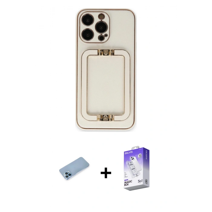 MARSİLYAN™- iPhone 13 Pro Max Kılıf Kozmos Minimal Prime - Siyah Bilvis 5in1 3D Magic Cam Ekran Koruyucu + Shine Kamera Lens Koruma Cam - MI