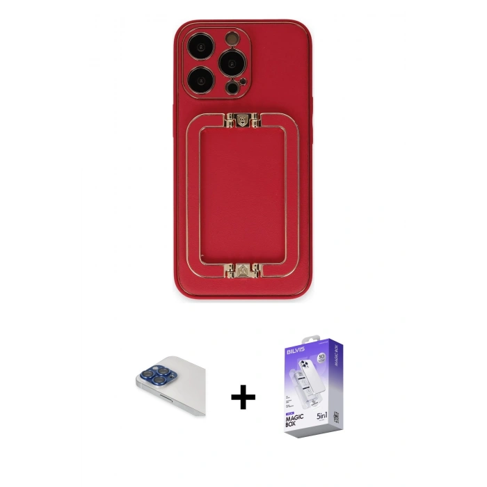 MARSİLYAN™- iPhone 13 Pro Max Kılıf Kozmos Minimal Prime - Siyah Bilvis 5in1 3D Magic Cam Ekran Koruyucu + Pers Alüminyum Kamera Lens - LT