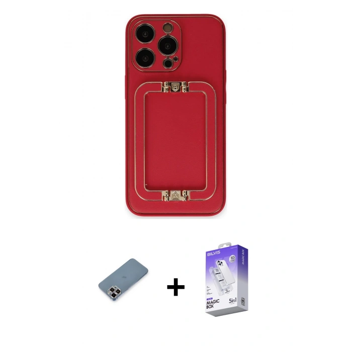 MARSİLYAN™- iPhone 13 Pro Max Kılıf Kozmos Minimal Prime - Siyah Bilvis 5in1 3D Magic Cam Ekran Koruyucu + Metal Kamera Lens Koruma Cam - MR