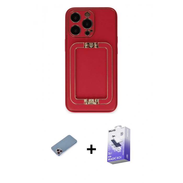 MARSİLYAN™- iPhone 13 Pro Max Kılıf Kozmos Minimal Prime - Siyah Bilvis 5in1 5D Magic Hayalet Cam Ekran Koruyucu + Shine Kamera Lens Koruma Cam - PE